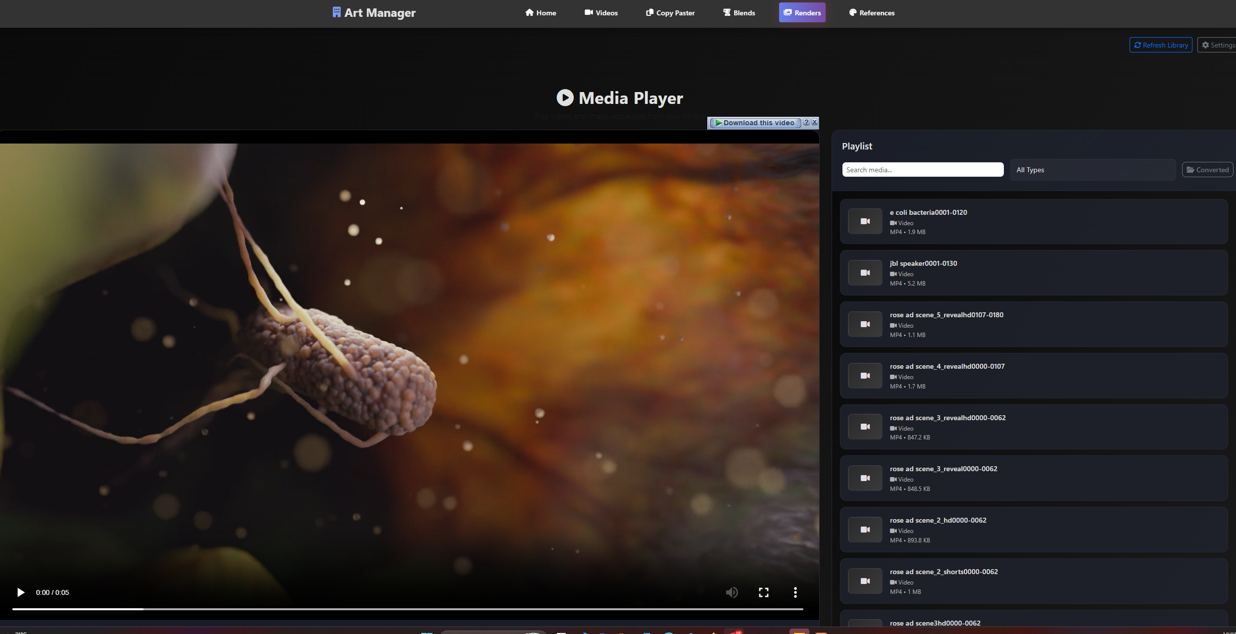 Art Manager Renders Interface